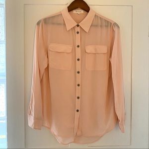 Vince Camuto pink silk blouse, size small